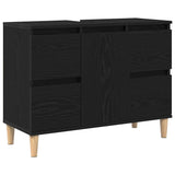 Sink cabinet Black oak 80 x 33 x 60 cm Engineered Wood - Front View
