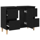 Bathroom Sink Cabinet Black Oak 80 x 33 x 60 cm Engineered Wood