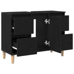 Bathroom Sink Cabinet Black Oak 80 x 33 x 60 cm Engineered Wood