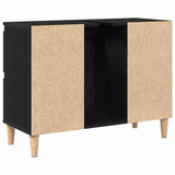 Sink cabinet Black oak 80 x 33 x 60 cm Engineered Wood - Rear View