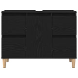 Sink cabinet Black oak 80 x 33 x 60 cm Engineered Wood - Close-Up Angle