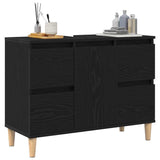 Sink cabinet Black oak 80 x 33 x 60 cm Engineered Wood - Side View