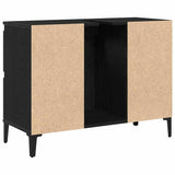 Sink cabinet Black oak 80 x 33 x 60 cm Engineered Wood - Rear View