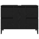 Sink cabinet Black oak 80 x 33 x 60 cm Engineered Wood - Close-Up Angle