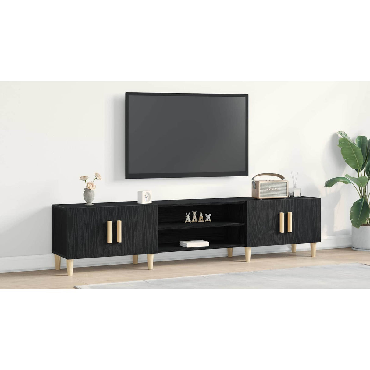 TV Cabinet Black Oak 180 x 31,5 x 40 cm Engineered Wood