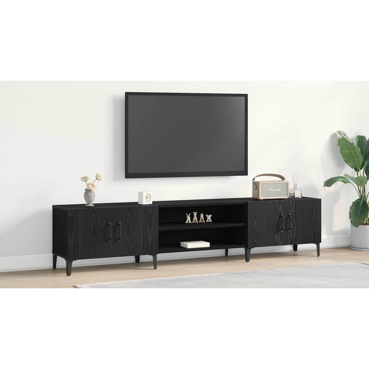 TV Cabinet Black Oak 180 x 31,5 x 40 cm Engineered Wood