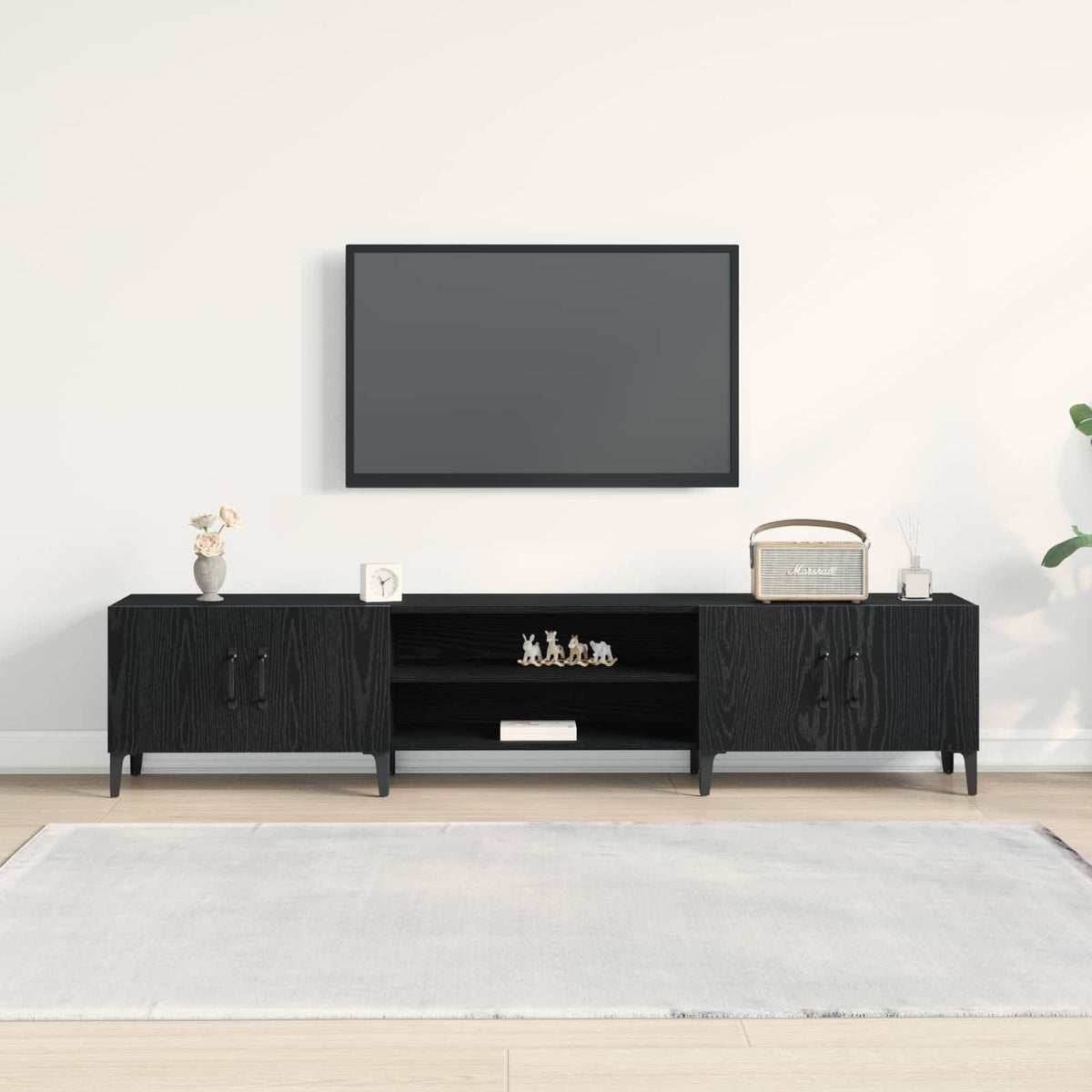 TV Cabinet 180 x 31,5 x 40 cm Black Oak Engineered Wood