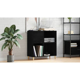 Record Cabinet Black Oak 84,5 x 38 x 89 cm Engineered Wood