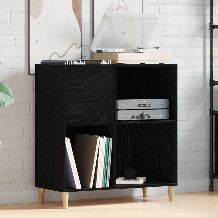 Record Cabinet Black Oak 84,5 x 38 x 89 cm Engineered Wood