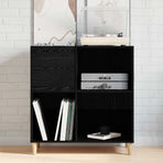 Record Cabinet Black Oak 84,5 x 38 x 89 cm Engineered Wood