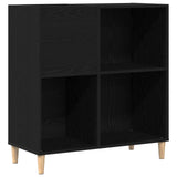 Record Cabinet Black Oak 84,5 x 38 x 89 cm Engineered Wood - Front View