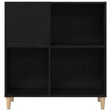 Record Cabinet Black Oak 84,5 x 38 x 89 cm Engineered Wood - Side View