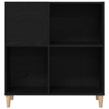 Record Cabinet Black Oak 84,5 x 38 x 89 cm Engineered Wood - 45-Degree Angle