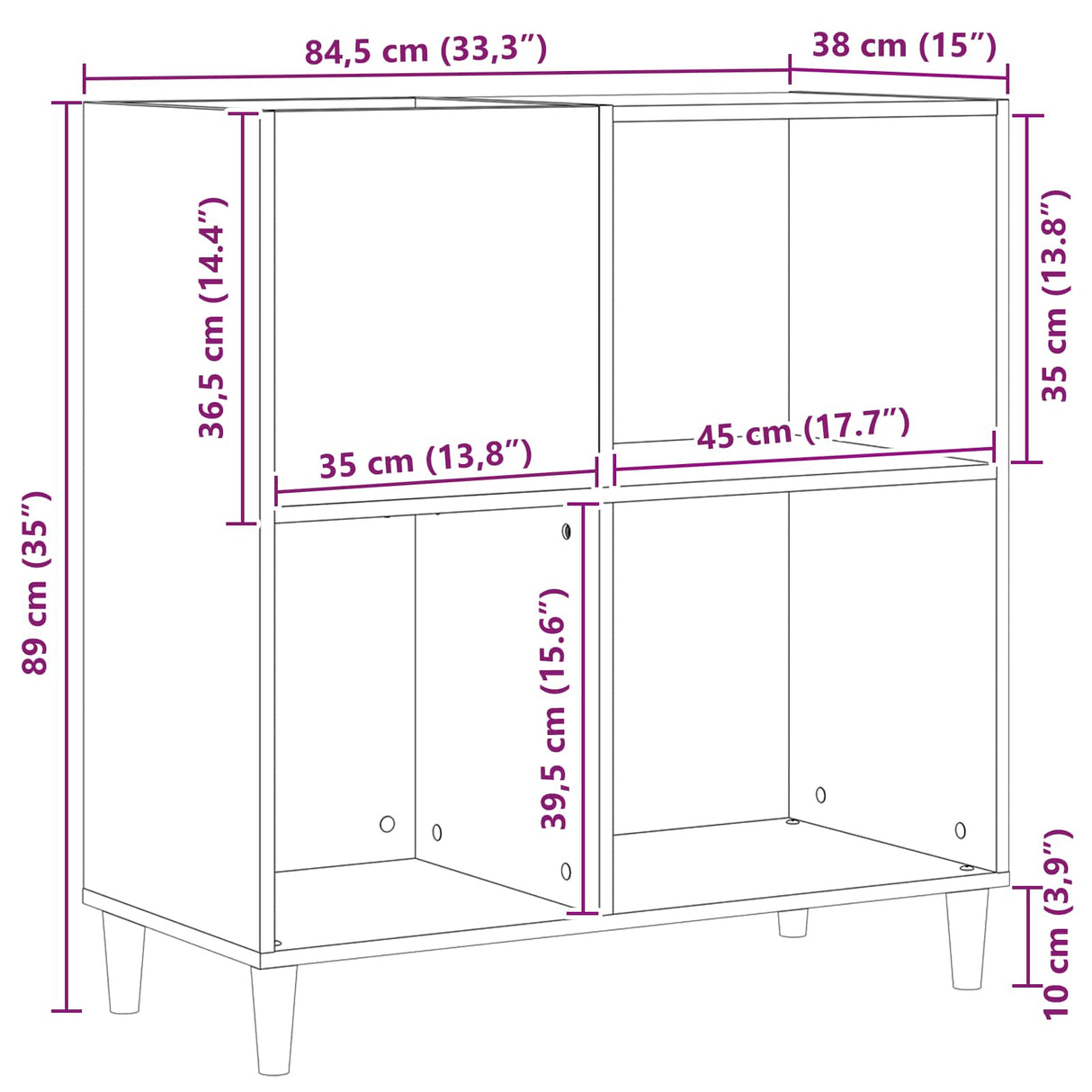 Record Cabinet Black Oak 84,5 x 38 x 89 cm Engineered Wood