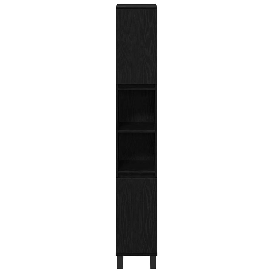 Bathroom Cabinet Black Oak 30 x 30 x 190 cm Engineered Wood