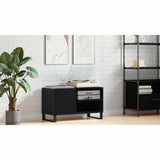 Record Cabinet Black Oak 85 x 38 x 48 cm Engineered Wood - Close-Up Angle