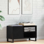Record Cabinet Black Oak 85 x 38 x 48 cm Engineered Wood