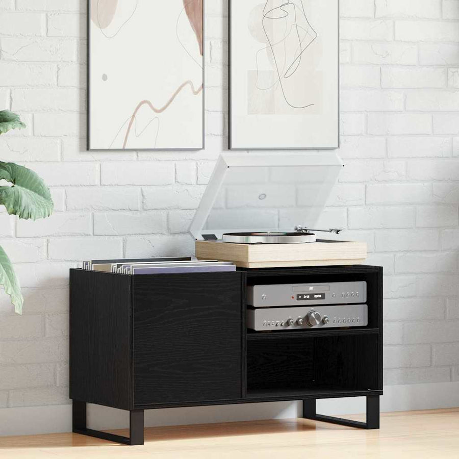 Record Cabinet Black Oak 85 x 38 x 48 cm Engineered Wood