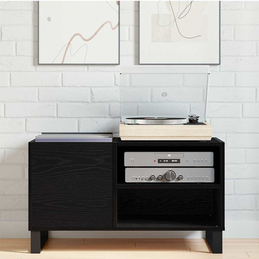 Record Cabinet Black Oak 85 x 38 x 48 cm Engineered Wood