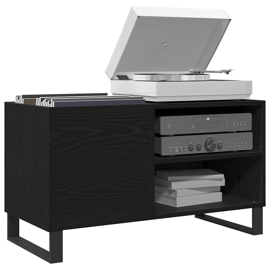 Record Cabinet Black Oak 85 x 38 x 48 cm Engineered Wood