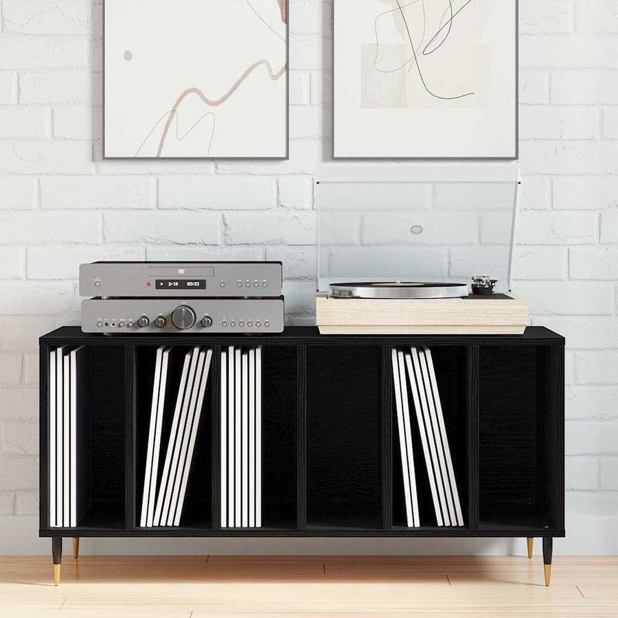 Record Cabinet Black Oak 100 x 38 x 48 cm Engineered Wood