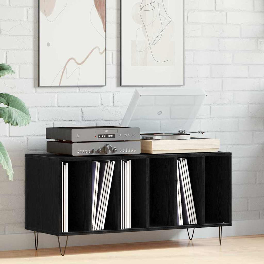 Record Cabinet Black Oak 100 x 38 x 48 cm Engineered Wood