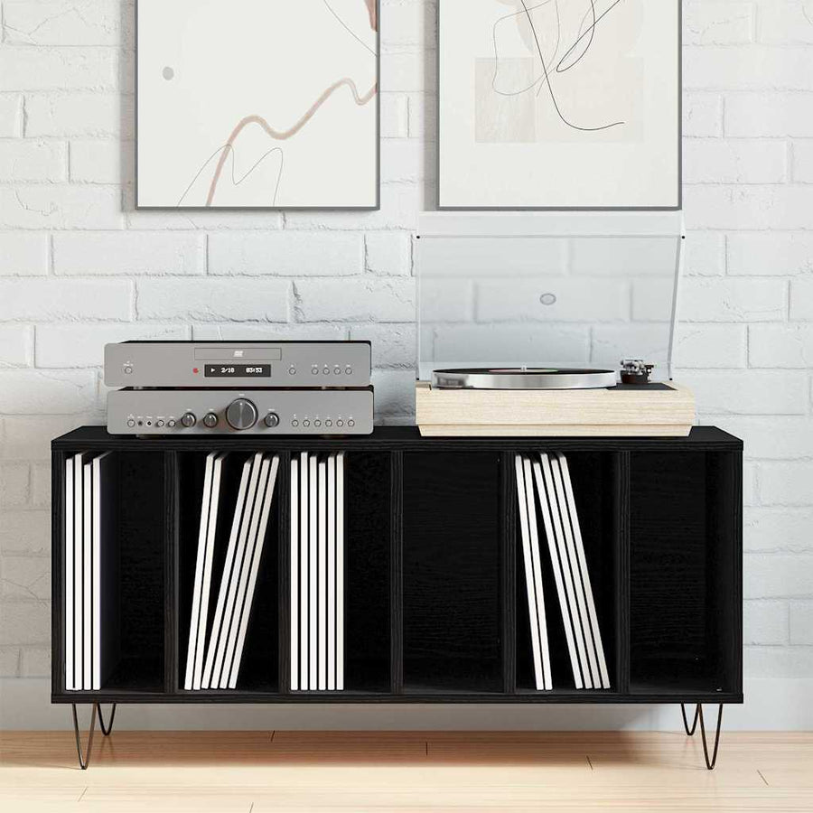 Record Cabinet Black Oak 100 x 38 x 48 cm Engineered Wood