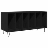 Record Cabinet Black Oak 100 x 38 x 48 cm Engineered Wood - Front View