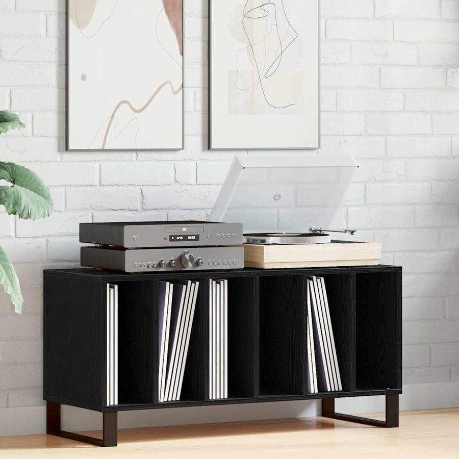Record Cabinet Black Oak 100 x 38 x 48 cm Engineered Wood