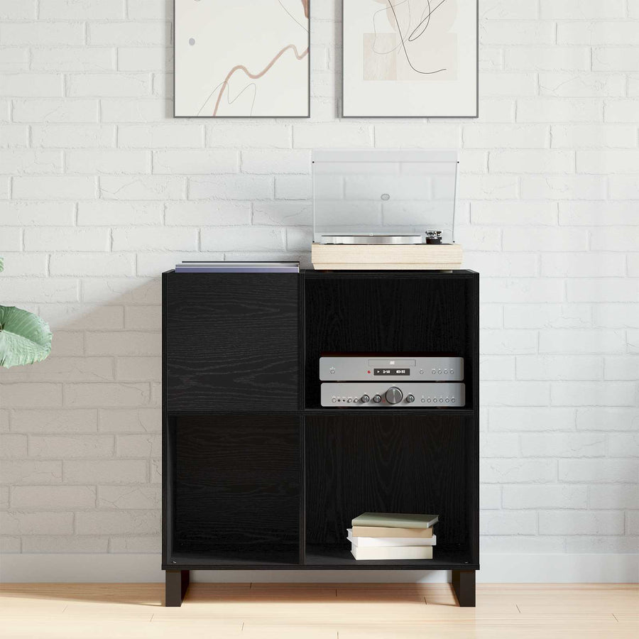 Record Cabinet Black Oak 84,5 x 38 x 89 cm Engineered Wood
