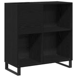 Record Cabinet Black Oak 85 x 38 x 89 cm Engineered Wood - Front View