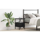 Bedside Cabinet Black Oak 34 x 36 x 50 cm Engineered Wood - Low Angle