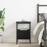 Bedside Cabinet with Drawer Black oak 34 x 36 x 50 cm - Top-Down View