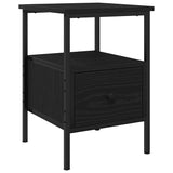 Bedside Cabinet with Drawer Black oak 34 x 36 x 50 cm - Front View