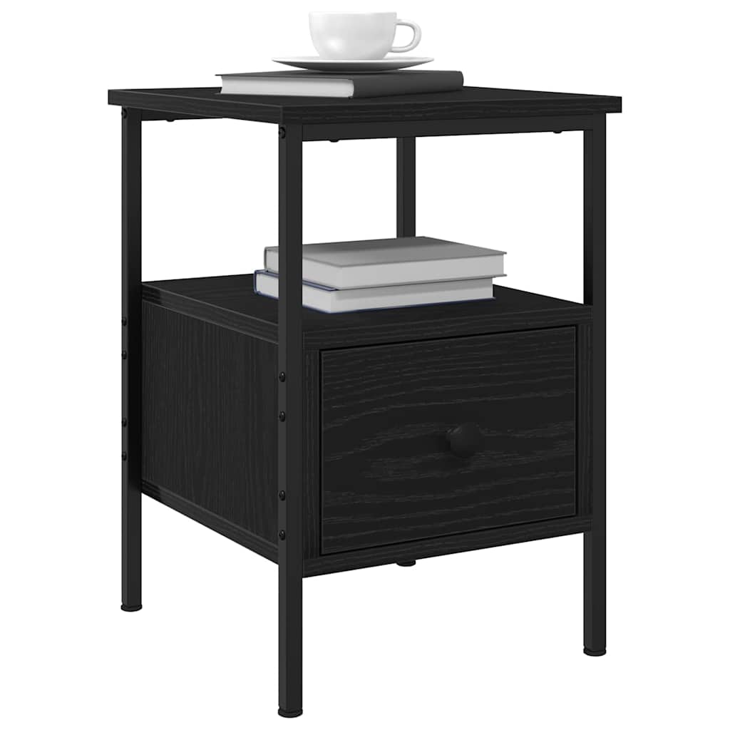 Bedside Cabinet with Drawer Black oak 34 x 36 x 50 cm