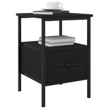 Bedside Cabinet with Drawer Black oak 34 x 36 x 50 cm - Side View