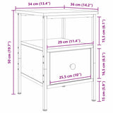 Bedside Cabinet Black Oak 34 x 36 x 50 cm Engineered Wood