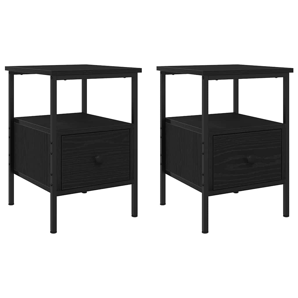 Bedside Cabinet with Drawer 2 pcs Black oak 34 x 36 x 50 cm