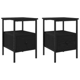 Bedside Cabinet with Drawer 2 pcs Black oak 34 x 36 x 50 cm - Front View