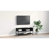 TV Cabinet Set Black Oak 100 x 35 x 45 cm Engineered Wood - Low Angle