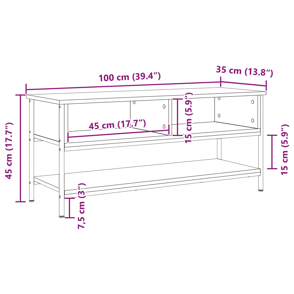 TV Cabinet Set Black Oak 100 x 35 x 45 cm Engineered Wood