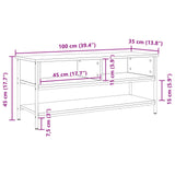 TV Cabinet Set Black Oak 100 x 35 x 45 cm Engineered Wood - Extra Image