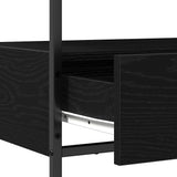 Console Table with Drawer Black oak 75 x 40 x 75 cm - Close-Up Angle