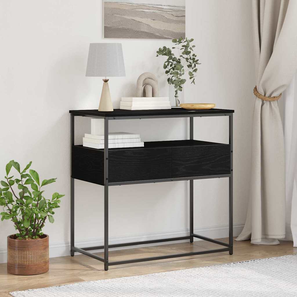 Console Table with Drawer Black oak 75 x 40 x 75 cm