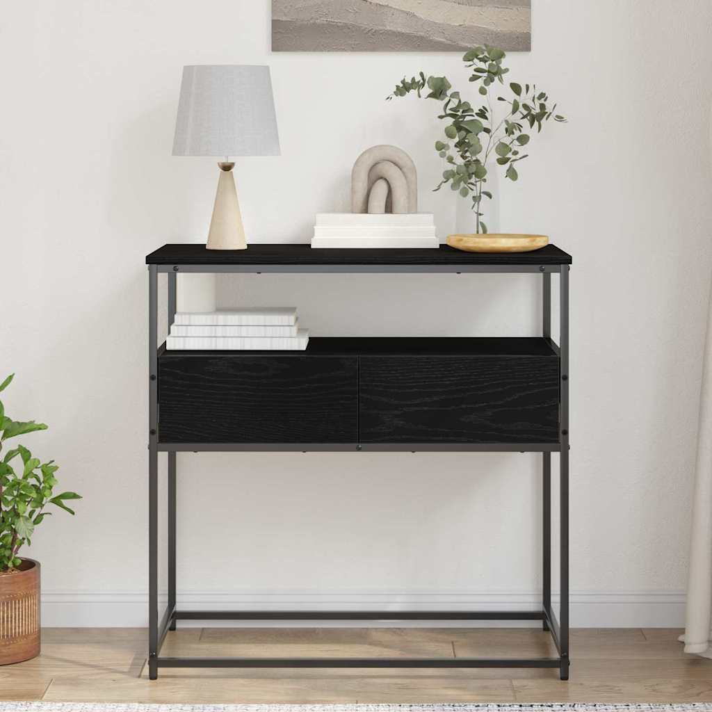 Console Table with Drawer Black oak 75 x 40 x 75 cm