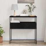 Console Table with Drawer Black oak 75 x 40 x 75 cm - Side View