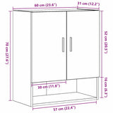 Wall Cabinet Black oak 60 x 31 x 70 cm Engineered Wood - Extra Image