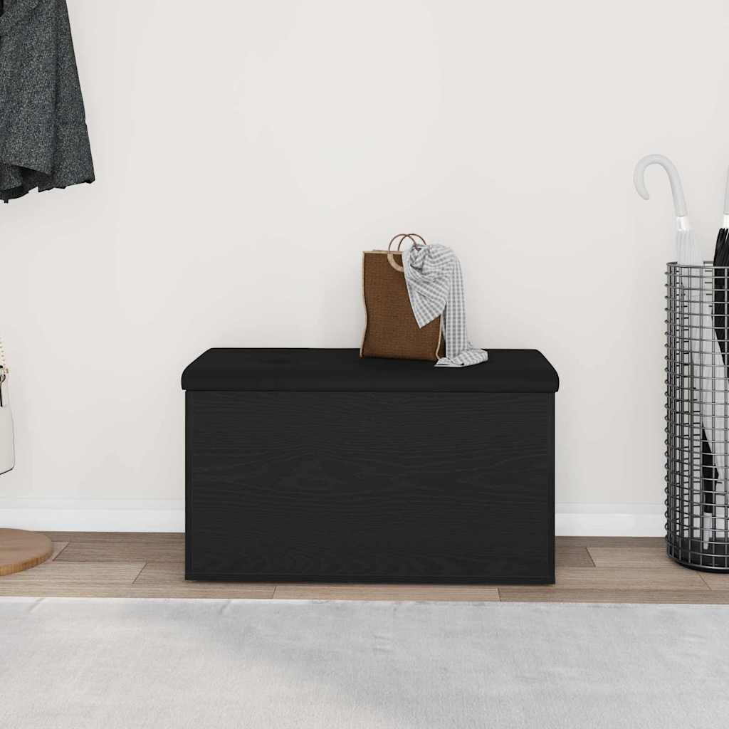 Storage Bench Black Oak 82 x 42 x 45 cm Engineered Wood