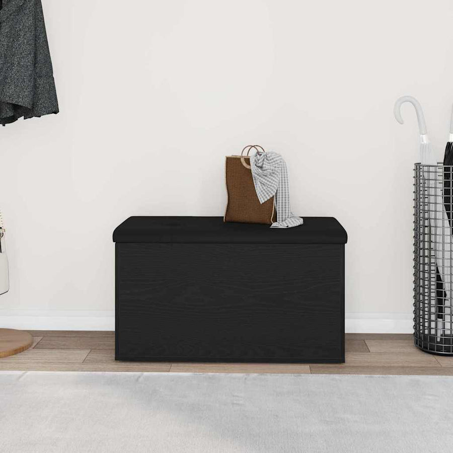 Storage Bench Black Oak 82 x 42 x 45 cm Engineered Wood