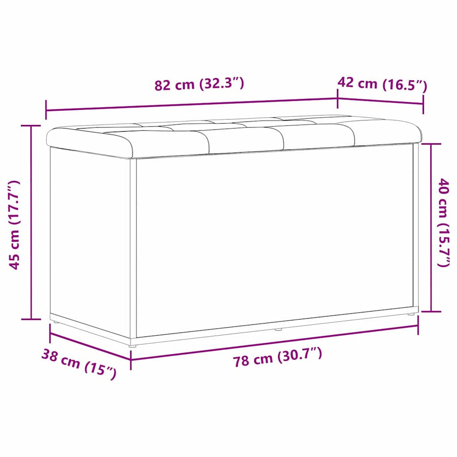 Storage Bench Black Oak 82 x 42 x 45 cm Engineered Wood